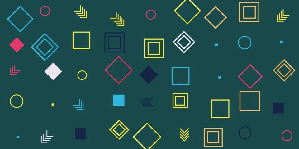 Abstract geometric shapes pattern on dark green background Illustrazione stock