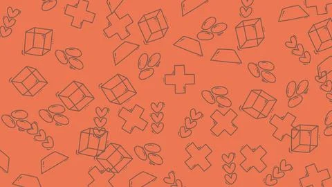 Abstract Geometric Shapes Pattern on Orange Background. Stock Illustration