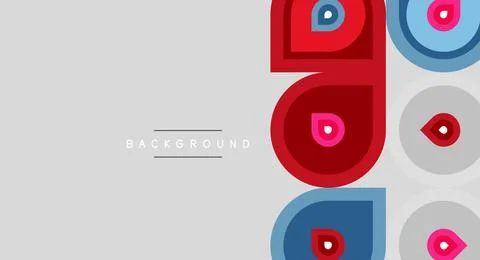 Abstract geometric shapes, red, blue, gray tones. Minimalist design with text Stock Illustration