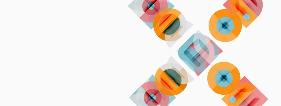 Abstract geometric shapes repeat across white background. Colorful blocks c.. Stock Illustration