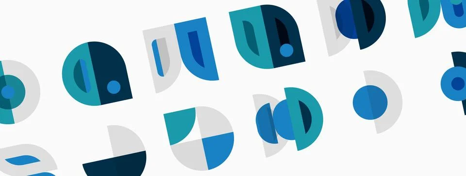 Abstract geometric shapes repeat. Blue, gray, white colors create modern pa.. Stock Illustration