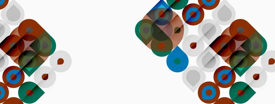 Abstract geometric shapes repeat. Circles, squares, rectangles overlap creati イラスト素材