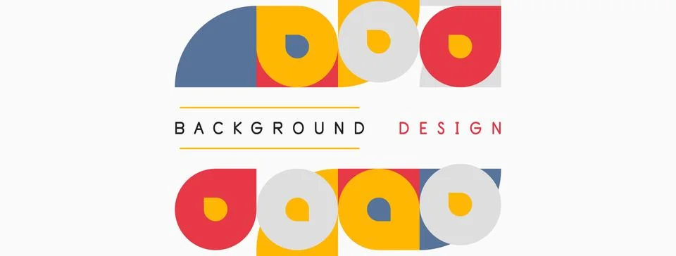 Abstract geometric shapes repeat. Circles, squares, triangles form colorful Illustrazione stock