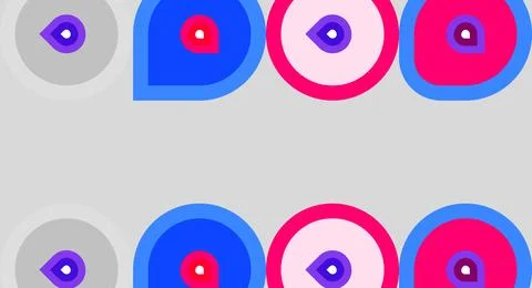 Abstract geometric shapes repeat. Circles, squares, triangles form colorful イラスト素材