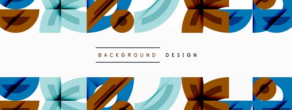 Abstract geometric shapes repeat, creating vibrant pattern. Blue, brown, teal Illustrazione stock