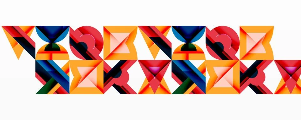 Abstract geometric shapes repeat, creating colorful pattern. Bold design Stock Illustration