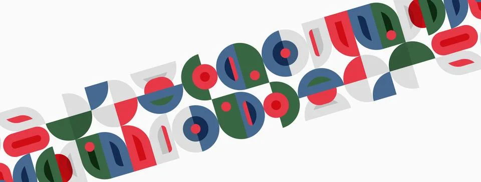Abstract geometric shapes repeat, creating colorful pattern. Minimalist desig Illustrazione stock