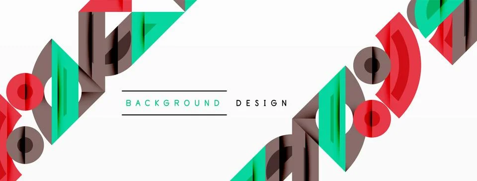 Abstract geometric shapes repeat. Red, green, brown colors dominate white space. 스톡 일러스트