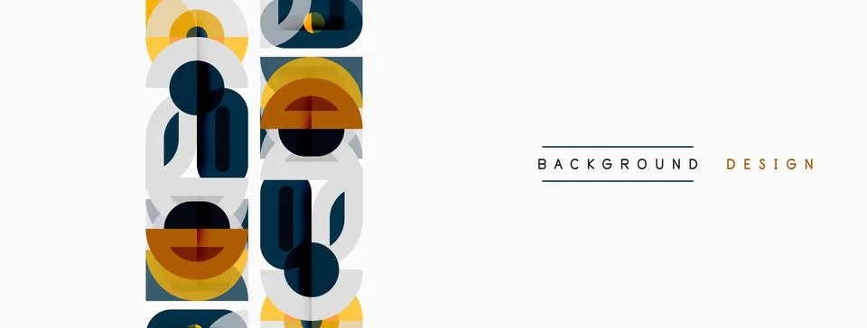 Abstract geometric shapes repeat vertically. Blue, yellow, gray tones create Stock Illustration