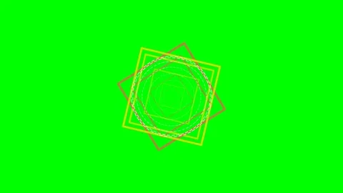 Abstract geometric shapes rotating against a vibrant green screen background Video stock 340904464