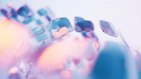 Abstract geometric shapes rotating and glistening with ethereal holographic.. Stock Footage 327531949