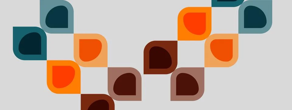 Abstract geometric shapes, rounded rectangles, varying colors. Minimalist d.. Stock Illustration