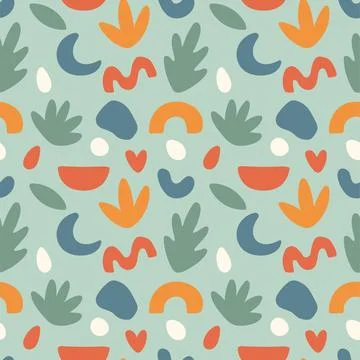 Abstract geometric shapes seamless pattern. Modern contemporary hand drawn Stock Illustration