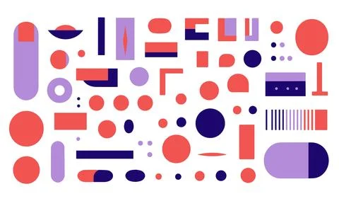 Abstract geometric shapes set. Vector illustration in flat style. Stock Illustration