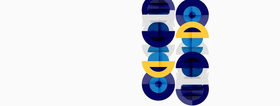 Abstract geometric shapes, stacked vertically. Blue, yellow, gray colors Illustrazione stock