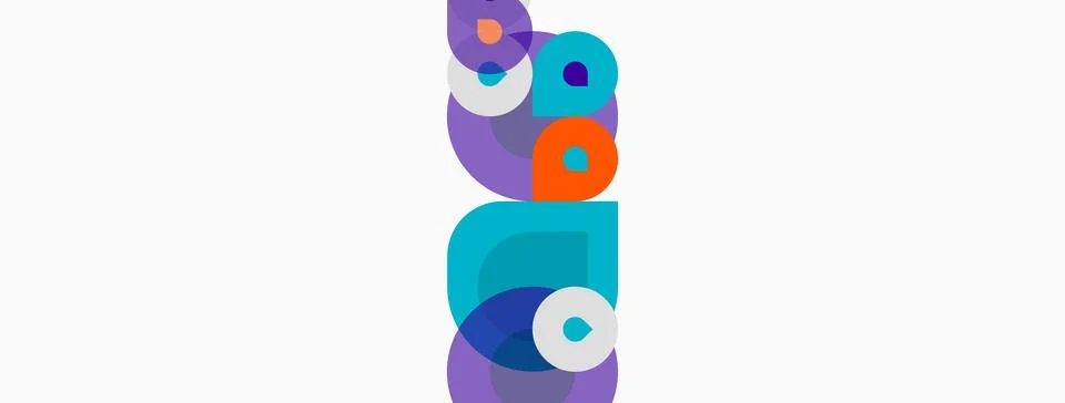 Abstract geometric shapes stacked vertically. Purple, teal, orange colors Stock Illustration