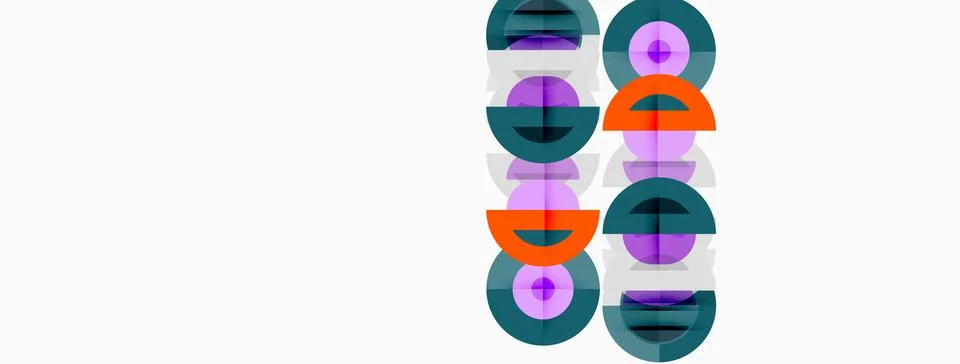 Abstract geometric shapes, stacked vertically. Circles, rectangles, vibrant Stock Illustration