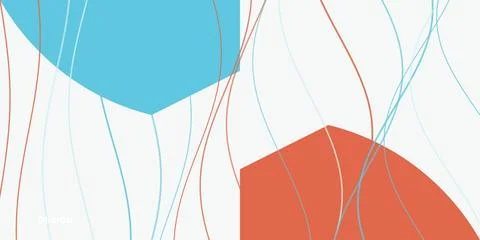 Abstract geometric shapes with thin wavy lines pattern Stockillustratie