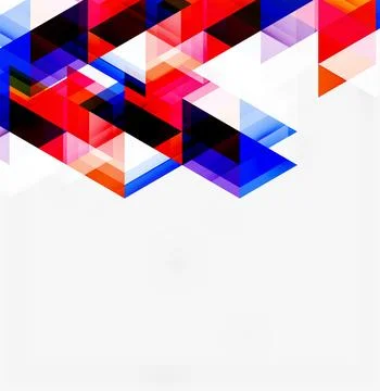 Abstract geometric shapes, triangles dominate composition. Vivid colors con.. 스톡 일러스트