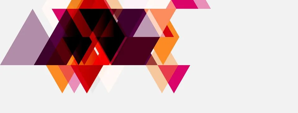 Abstract geometric shapes, triangles dominate composition. Warm colors blend Stock Illustration
