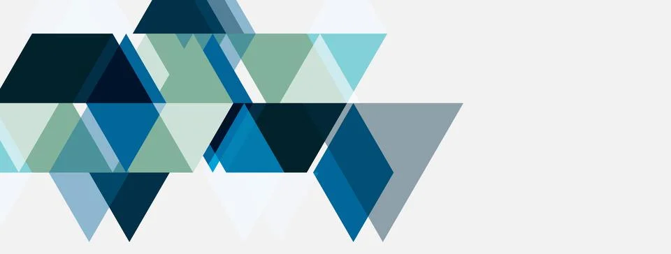 Abstract geometric shapes, triangles, hexagons, cool blues, greens. Minimalis イラスト素材