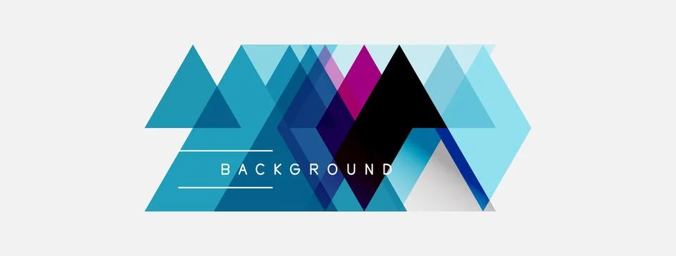 Abstract geometric shapes, triangles, hexagons dominate design. Cool blues, イラスト素材