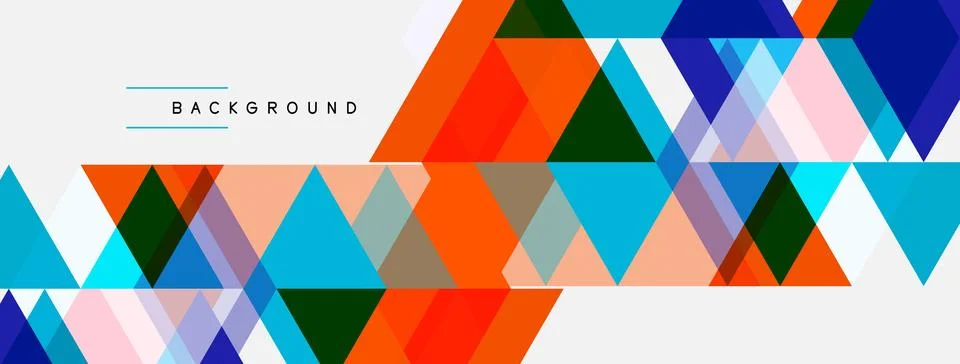 Abstract geometric shapes, triangles overlap creating colorful pattern. Moder Stock Illustration