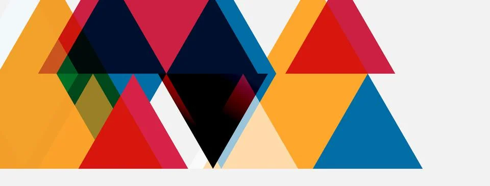 Abstract geometric shapes, triangles overlap creating vibrant color patterns. 스톡 일러스트
