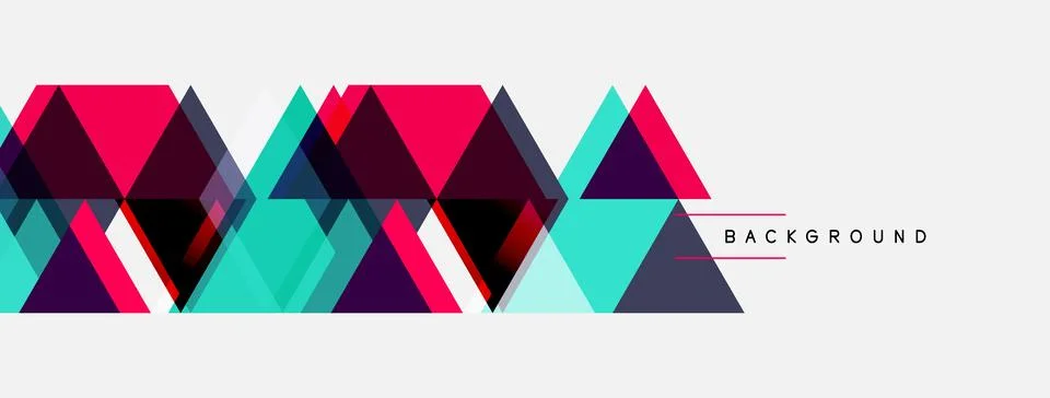 Abstract geometric shapes, triangles overlap creating vibrant pattern. Stock Illustration