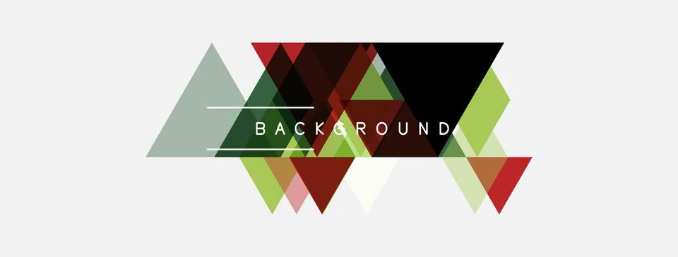 Abstract geometric shapes, triangles, overlapping colors. Background text rea Stock Illustration
