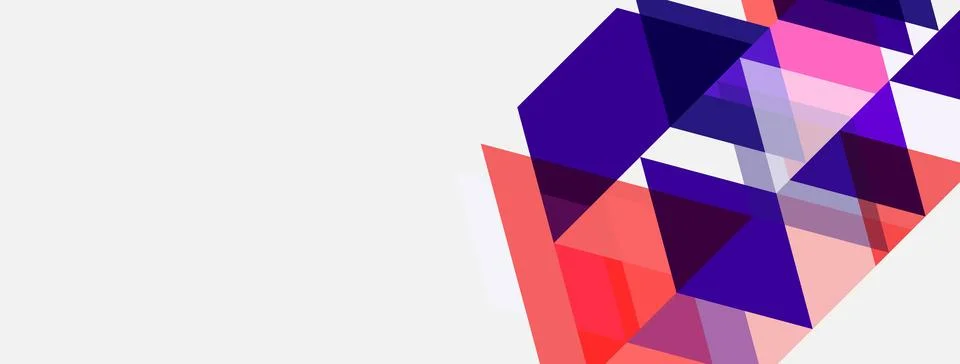 Abstract geometric shapes, triangles, pinks, purples, whites. Modern design, Illustrazione stock