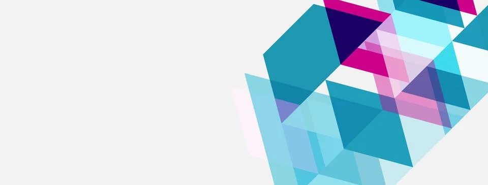 Abstract geometric shapes, triangles, polygons. Light blue, pink hues dominat 스톡 일러스트