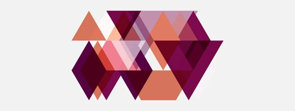 Abstract geometric shapes, triangles, rectangles, shades of pink, purple, o.. Illustrazione stock