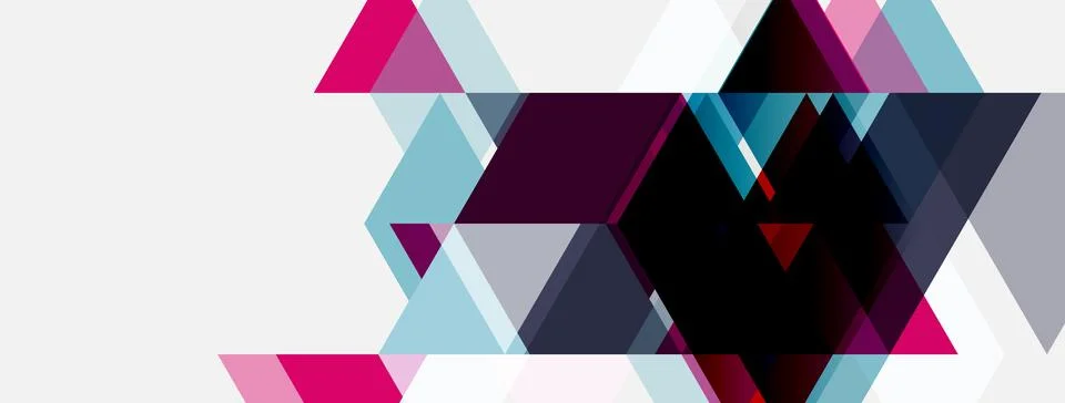 Abstract geometric shapes, triangles, rectangles. Pink, blue, purple hues Illustrazione stock