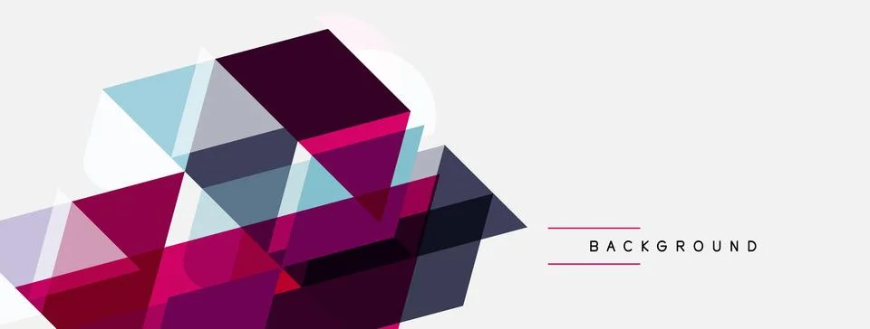 Abstract geometric shapes, triangles, squares create dynamic composition. P.. 스톡 일러스트