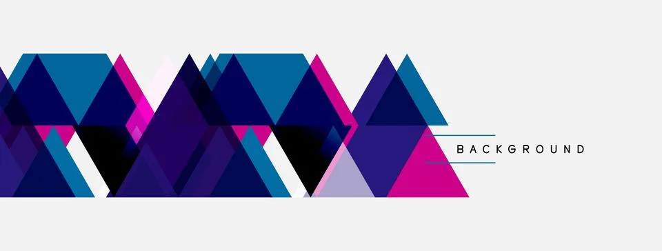 Abstract geometric shapes, triangles, vibrant colors. Modern design element f Illustrazione stock