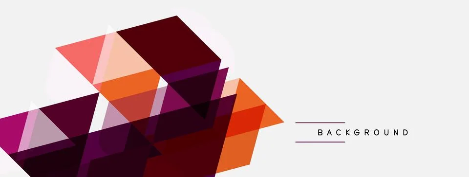 Abstract geometric shapes, triangles, warm colors dominate design. Minimalist Stock Illustration