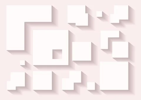 Abstract geometric shapes vector decor with shadow in popular pink tones. Stock-Illustration