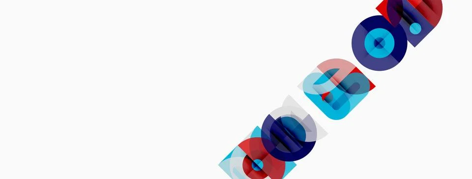 Abstract geometric shapes, vibrant colors, overlapping forms create dynamic Stock Illustration