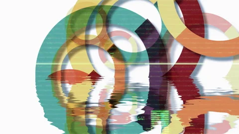 Abstract Geometric Shapes With Water Reflection and Glitch Effects Stock Footage 309841450