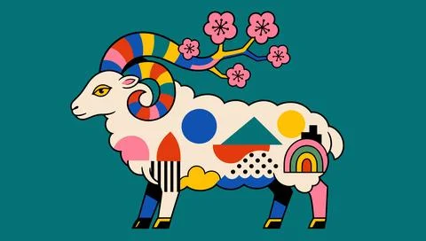 Abstract Geometric Sheep Illustration Stock Illustration