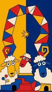 Abstract Geometric Sheep Illustration Stock Illustration