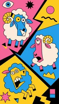 Abstract Geometric Sheep Illustration Stock Illustration
