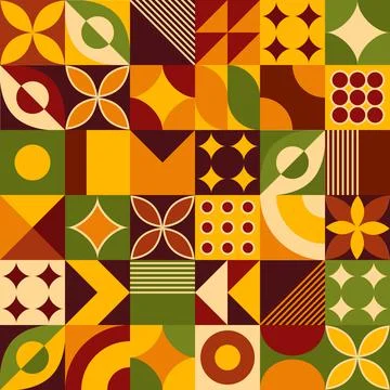 Abstract geometric simple forms, shapes in warm colors. Stock Illustration