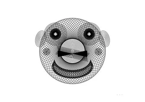 Abstract Geometric Smiling Face Spirograph Design Stock Illustration