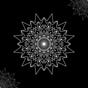 Abstract Geometric Snowflake Design in Black and White Stock Illustration