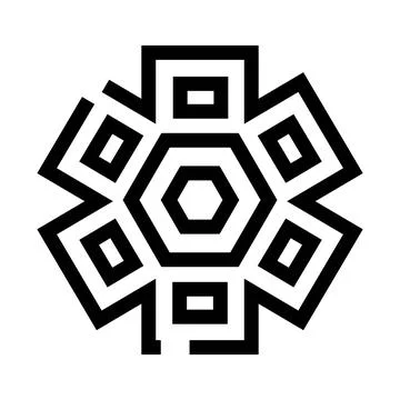 Abstract geometric snowflake pattern with black lines イラスト素材