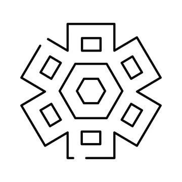 Abstract geometric snowflake pattern creating a symmetrical ornament Stock Illustration