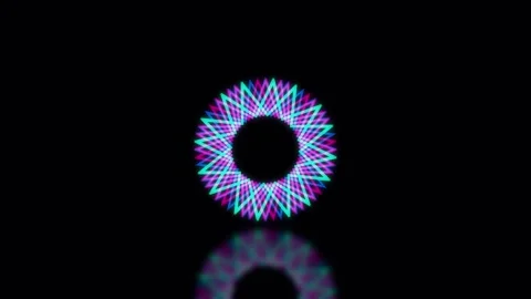 Abstract Geometric Snowflake Pattern Rotating with Subtle Reflections on Bl.. Video stock 342511449