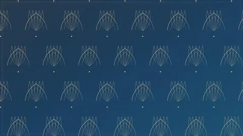Abstract geometric snowflake patterns repeating on dark blue background Stock Illustration